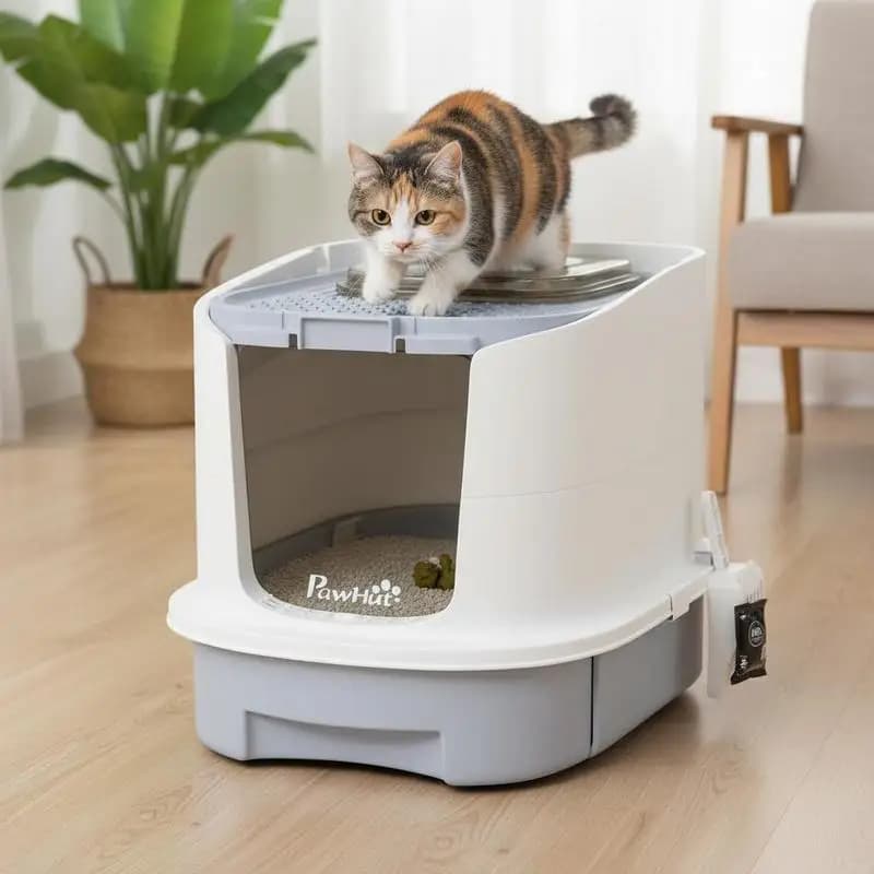 Lettiera per gatti con coperchio, paletta, sacchetti deodoranti, ingresso dall'alto