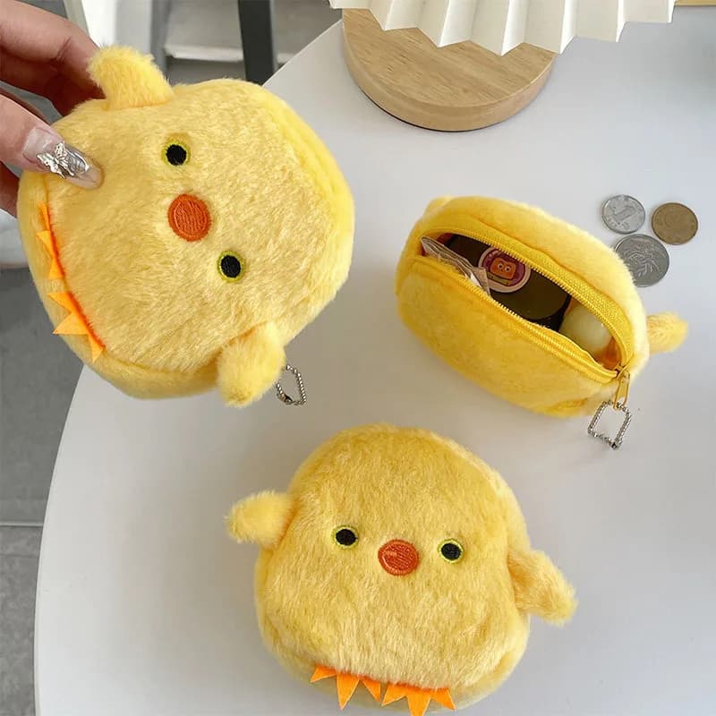 Cartone animato carino giallo pulcino portamonete Kawaii portafoglio portamonete portatile portachiavi auricolare portamonete borsa con cerniera borsa per bambini regali