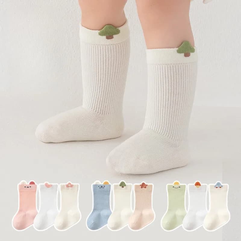 Calzini in cotone per neonati con cartoni animati 3D | Calzini morbidi, traspiranti ed elasticizzati per tutte le stagioni, per neonati, bambini e bambine, da indossare ogni giorno