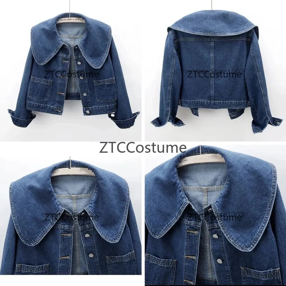 Giacca in Denim da Donna per Cosplay, Manica Lunga, Cappotto Corto Casual, Giacca in Jeans Femminile, Capospalla Primaverile e Autunnale, Jaqueta Feminina