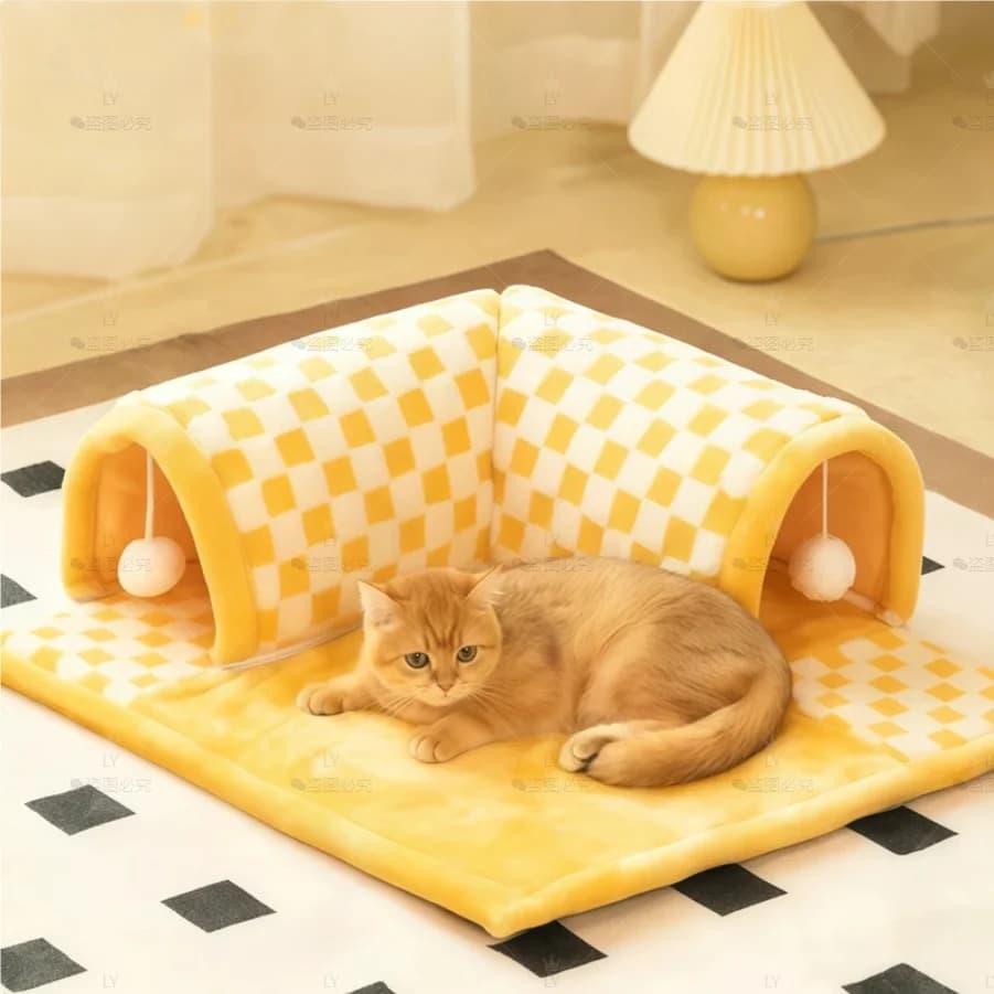Cuccia per Gatti a Forma di Tunnel, Letto Caldo per Cani e Gatti, Adatto per Tutte le Stagioni, Coperta Invernale Rimovibile e Lavabile per Animali Domestici