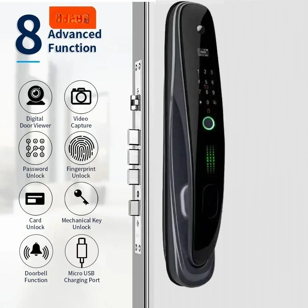 Serratura Intelligente Biometrica Elettronica Ttlock Tuya Wifi con Impronta Digitale e Telecamera - Offerta Speciale