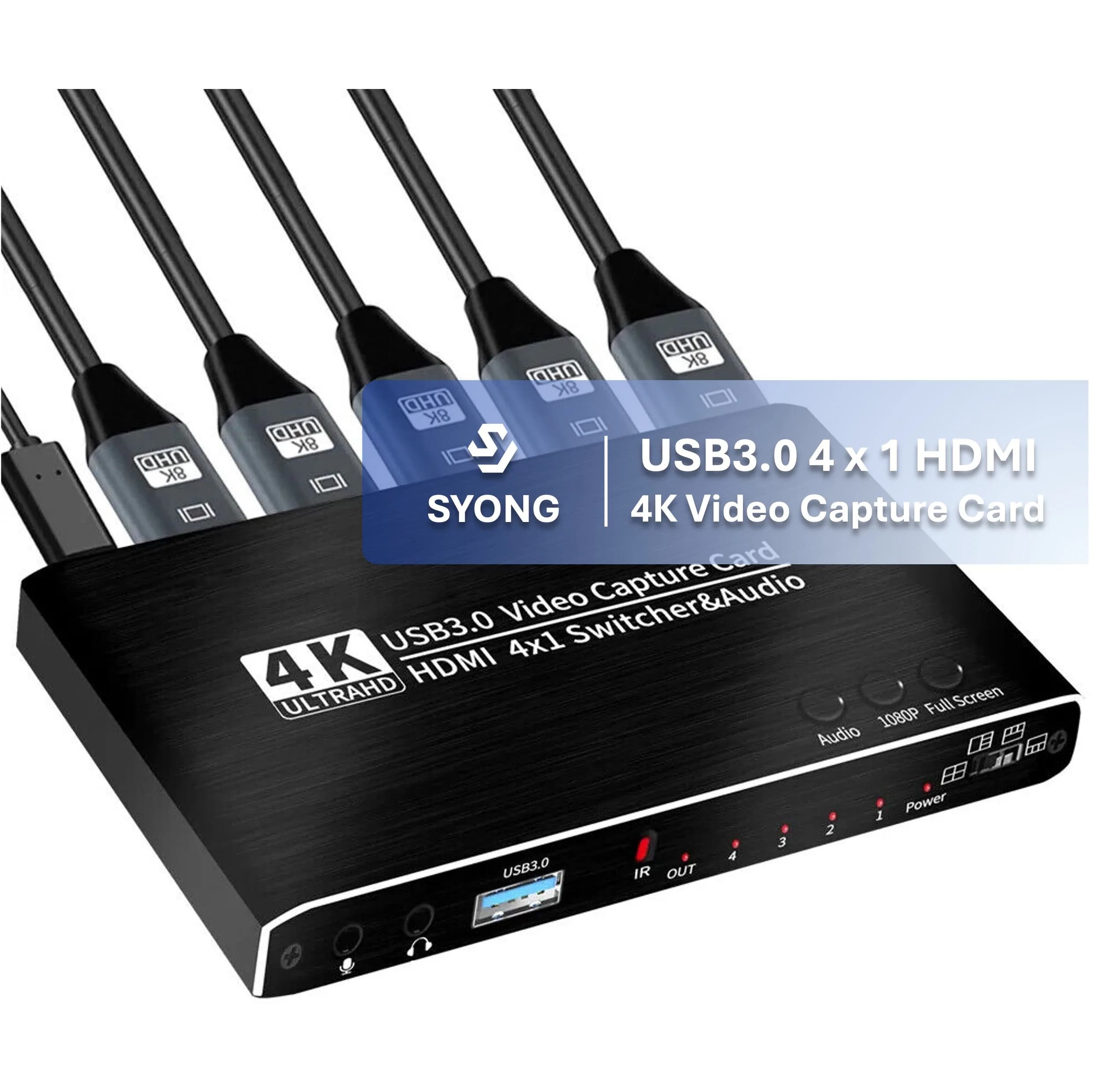 Aggiorna 4K USB 3.0 Scheda di acquisizione videogiochi HDMI 4 in 1 Switcher mixer audio video HDMI per accessori per trasmissione in diretta