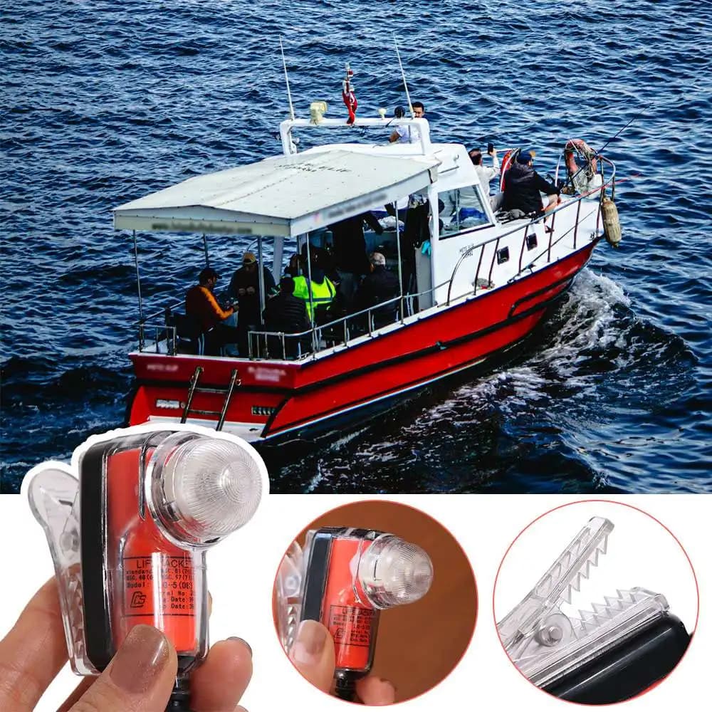 Luce di Emergenza a LED al Litio per Giubbotto di Salvataggio, Autoaccendente in Acqua di Mare, Raggio ad Alta Intensità per Sopravvivenza in Caso di Caduta in Mare