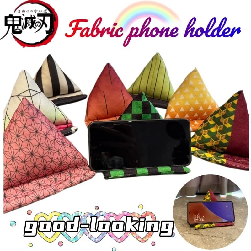 New Bandai Demon Slayer Anime Fabric Phone Stand, Stuffed Cute Decor Holder featuring Tanjiro, Giyuu Tomioka & Zenitsu Agatsuma