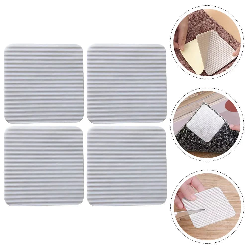 4Pcs Non-Slip Rug Tape Carpet Gripper for Hardwood Laminate Tile Floors Keep Area Rugs in Place Prevent Sliding Curling Tripping