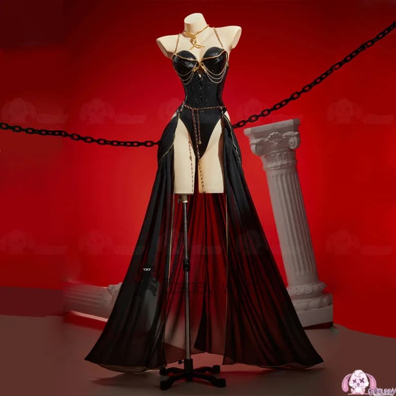 Nuovo Medusa Costume Cosplay Gioco Anime Regina sexy da donna Abito gotico nero tuta attillata collana puntello Halloween Medusa set
