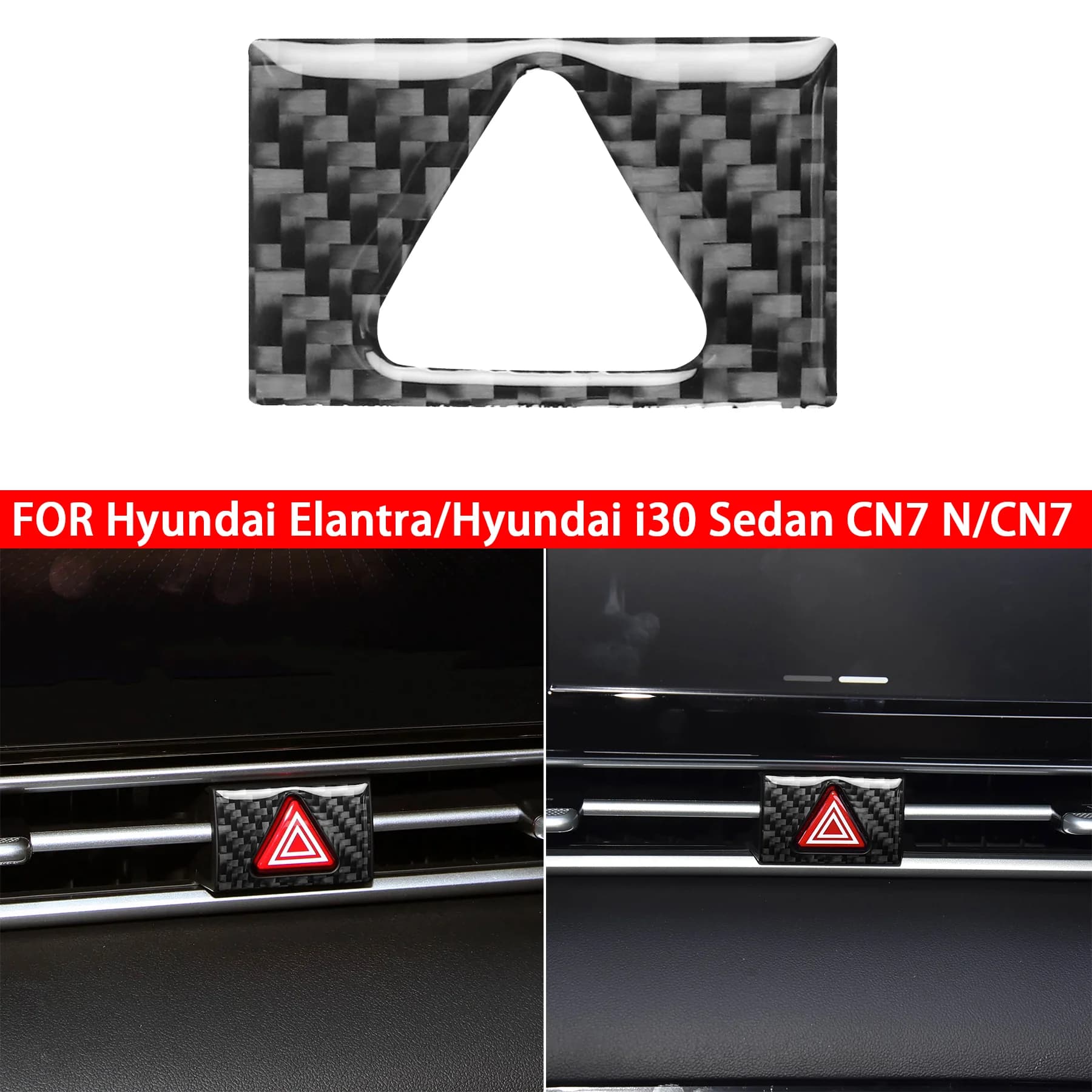 Carbon Fiber Hazard Warning Light Button Cover Trim FOR Hyundai Elantra CN7 I30 Sedan CN7 N 2021-2026 Car Accessories Stickers