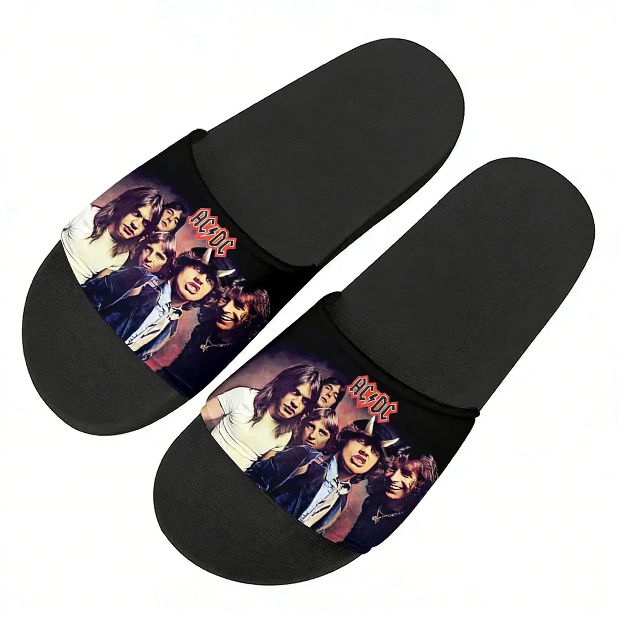 A-AC slippers for Home and Water, Vintage Shoes Cool Rock D-DC for Men and Women, Bathroom Sandals and Swimming Pool for Teenagers, Custom Summer slippers