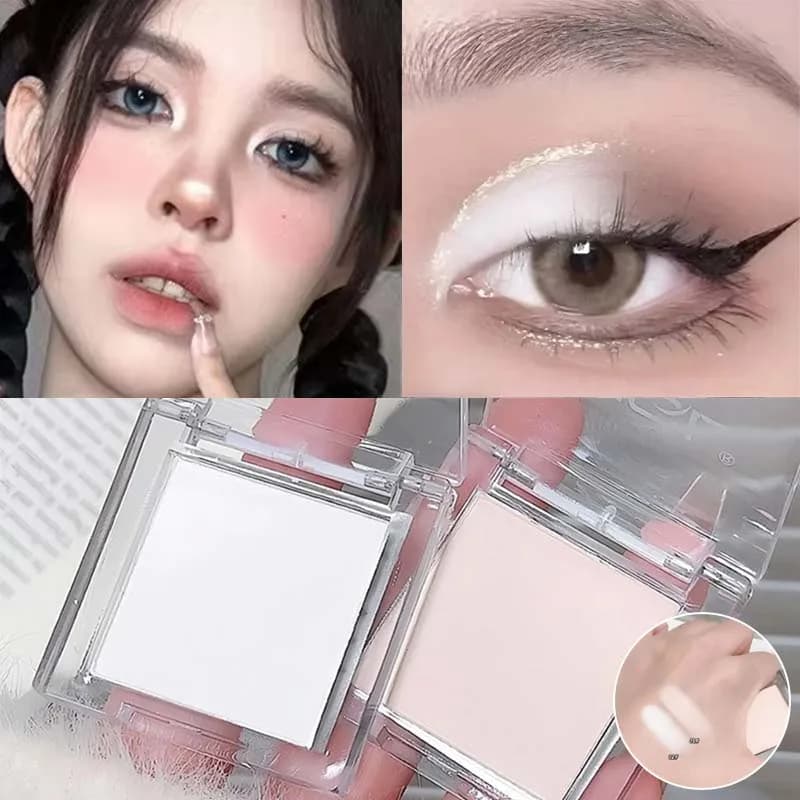 Palette Ombretto in Polvere Illuminante Opaca Bianca Long Life Natural Effetto 3D per Occhi e Viso Lucido