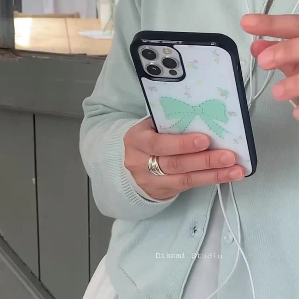 Ins Korean Sweet Bowknot Floral Pattern Phone Case For iPhone 17 Air 16 15 14 13 12 11 Pro Max 16 Pro 15 Plus XR Anti-Drop Cover