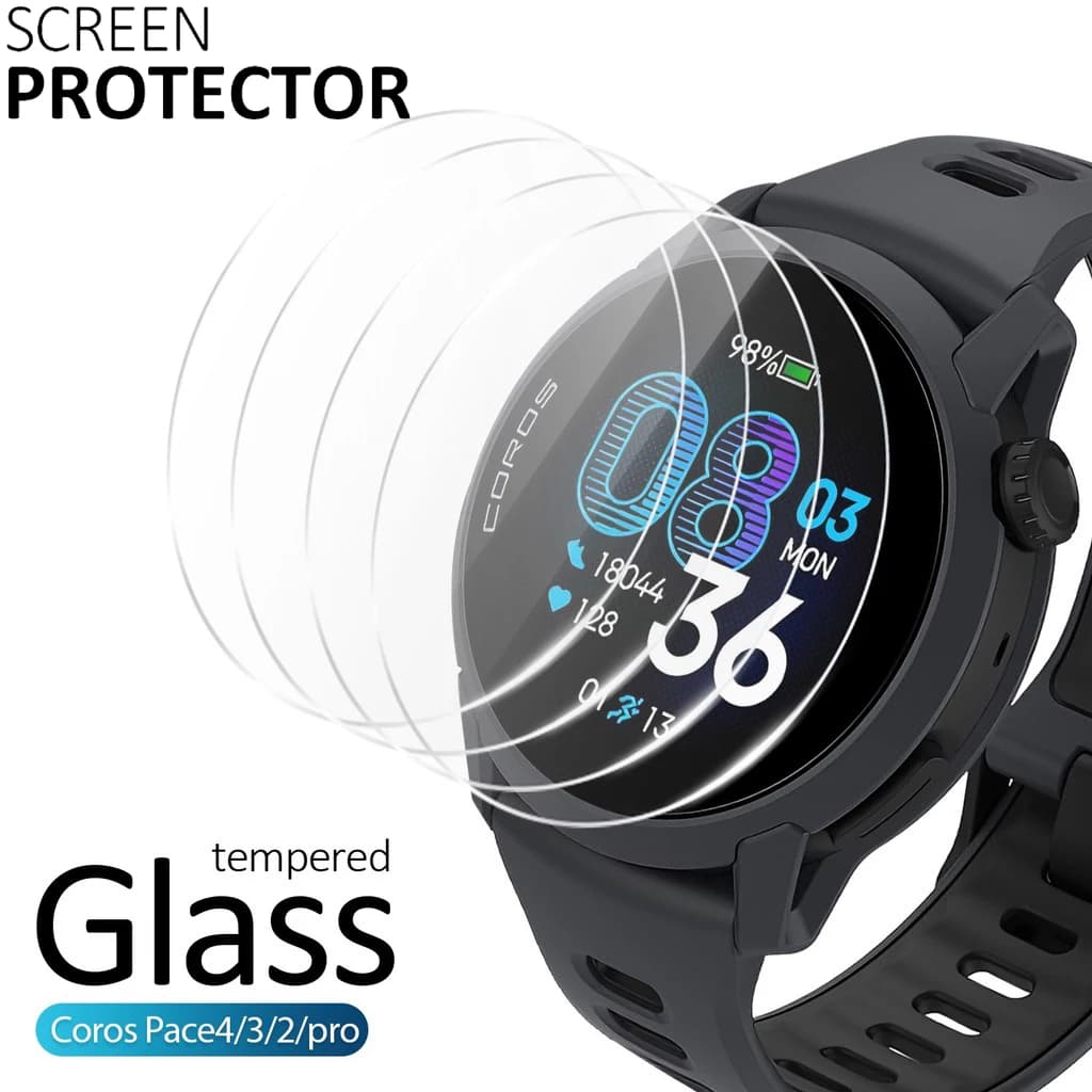 2 Pieces Protective Coros Apex 4 2 Pro 42mm 46mm Peace 4 3 2 PRO SmartWatch, Transparent HD Tempered Glass 9H