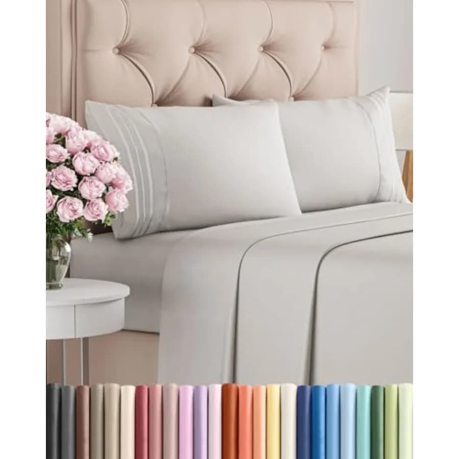 Set di lenzuola Cal Size 4 pezzi - Lenzuola comode, traspiranti e rinfrescanti - Lenzuola di lusso da hotel per donna e uomo - Tasche profonde, facili da infilare