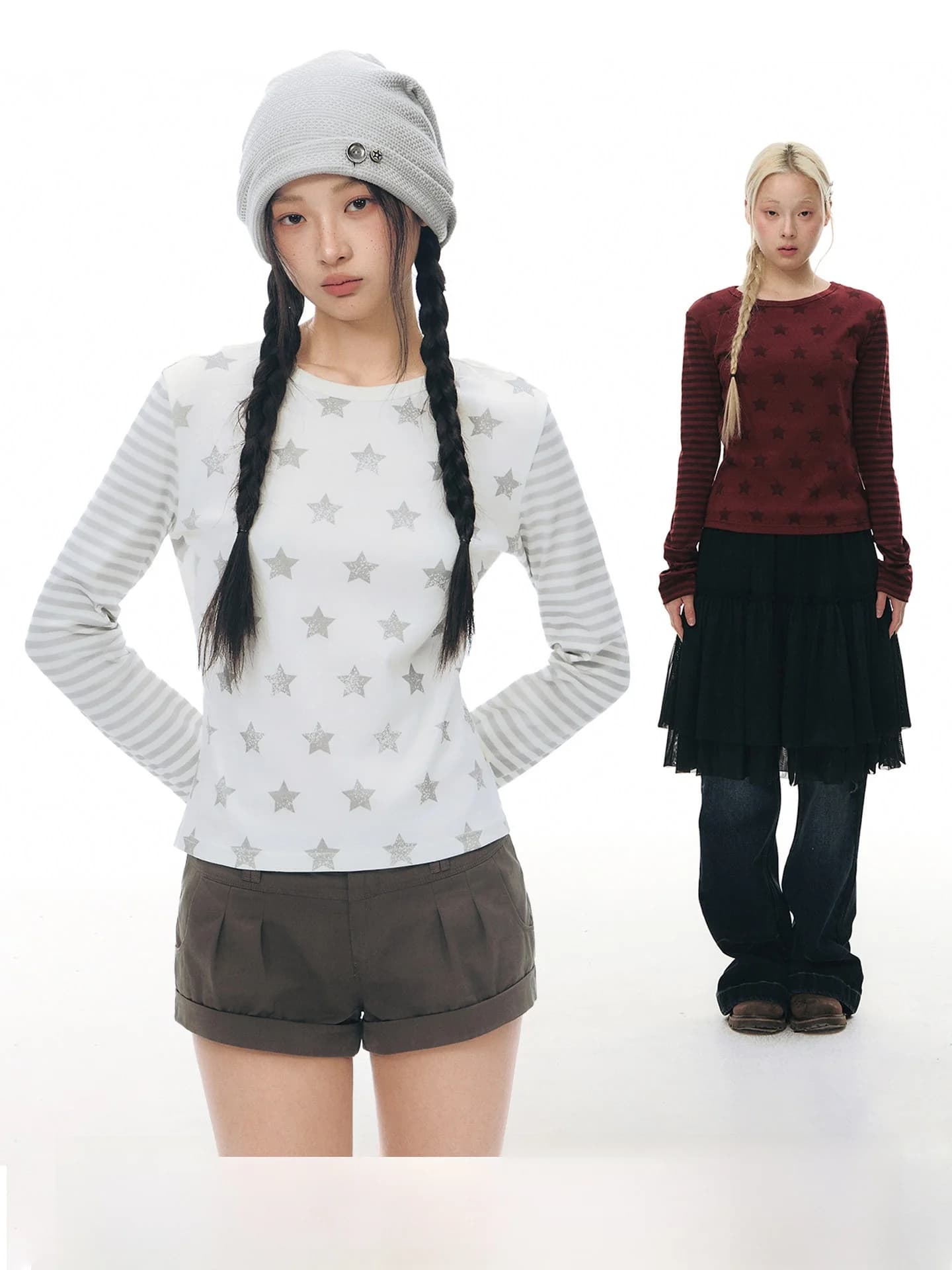 NAPSNAPS Original Long Sleeve Slim Fit round Neck T-Shirt for Women Spring New Style Girl's Stripe Print Patchwork Top