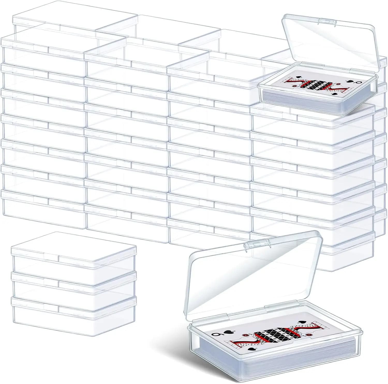 Transparent Plastic Card Box, Contains 120 Cards, Compact Sizes for Easy Transport