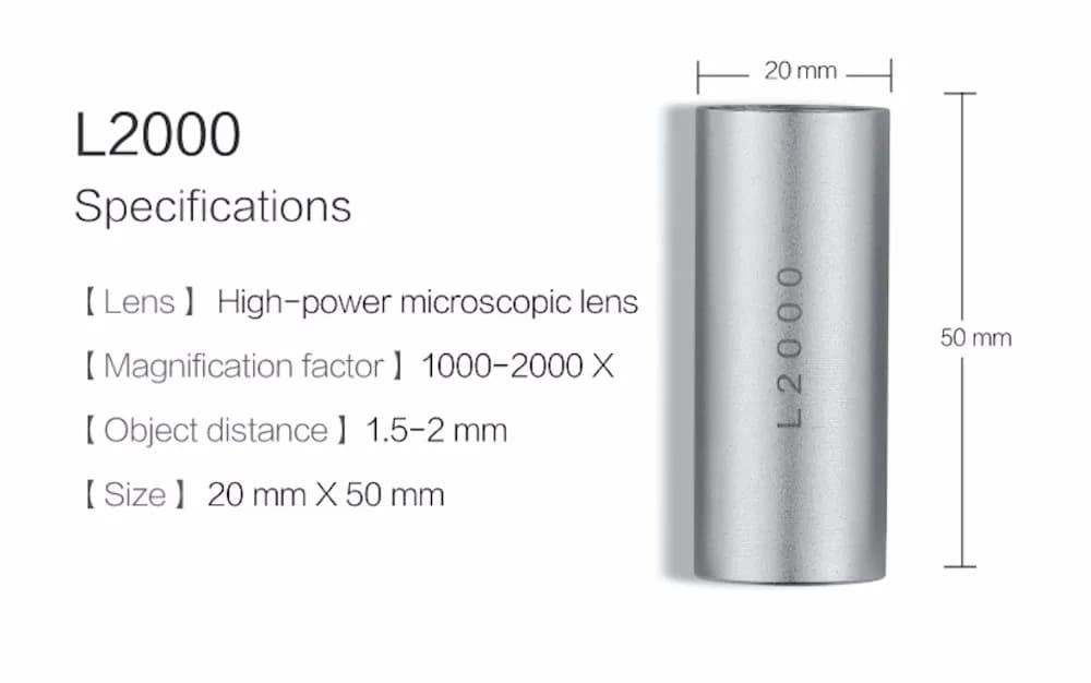 Lenti per microscopio intercambiabili Supereyes L2000 a fuoco lungo per endoscopio portatile per microscopio digitale B011