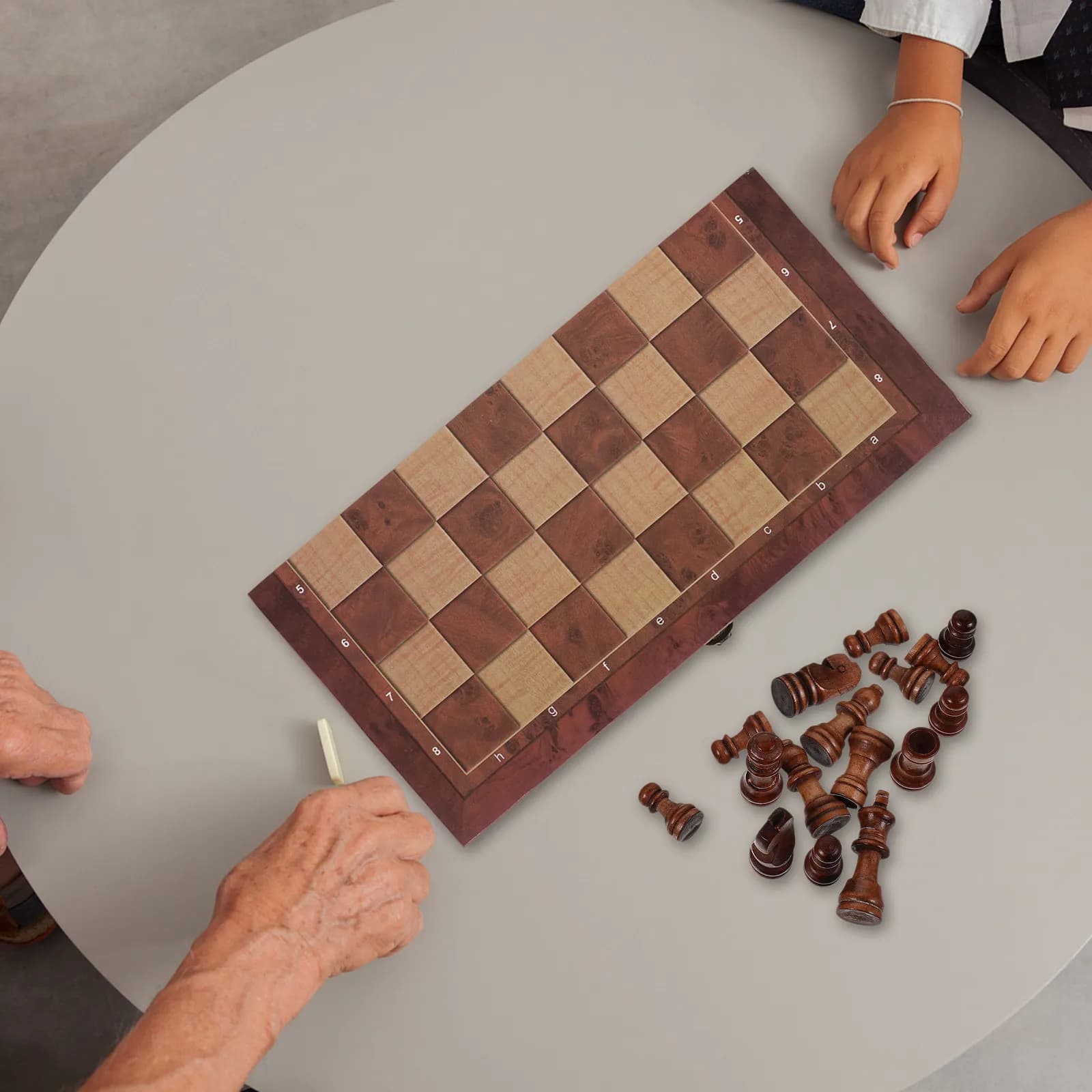 1 set di scacchi pieghevoli 3 in 1 in legno, gioco educativo di intelligenza per bambini, leggero, resistente, divertente, regalo educativo