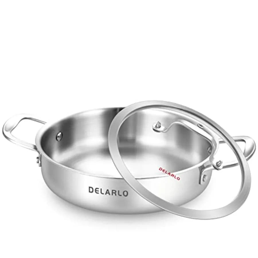 Stainless Steel Tri-Ply Sateen, 3QT, with Cover, Compatible with Induction, for Chef and Home Use, Dishwasher Washable