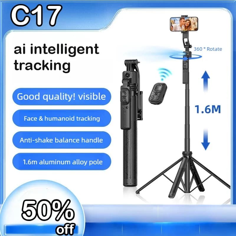 Bellissimo selfie stick, anti-vibrazione, treppiede retrattile per il tracciamento del viso, gimbal, dispositivo di tracciamento, supporto per telefono Bluetooth
