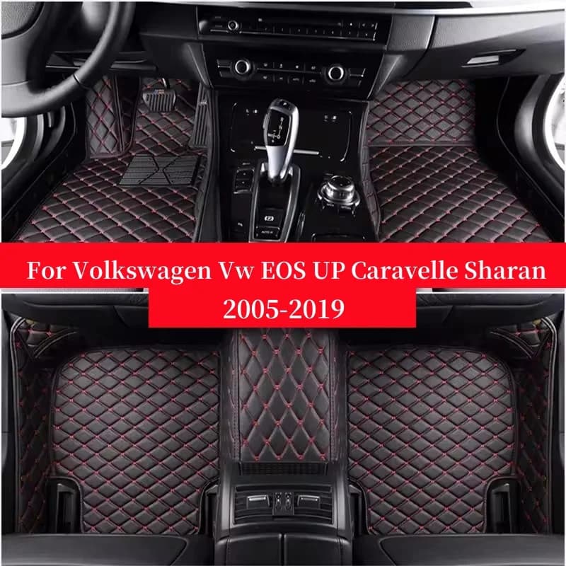 Tappetini per auto per Volkswagen Vw EOS 2005-2016 UP Caravelle 9 Seat Flash Mat Rilievi per piedi personalizzati in pelle Copertura per tappeti per automobili