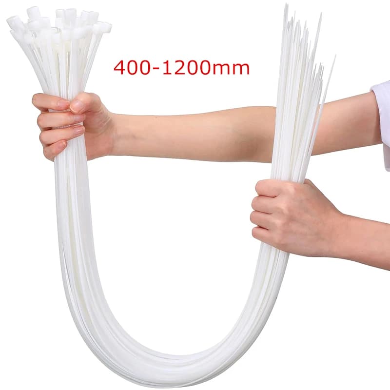 W 10mm 100Pcs L400-1000mm GB fascetta fermacavo industriale in Nylon autobloccante bianca fissare la fascetta fermacavo dell'organizzatore del cavo