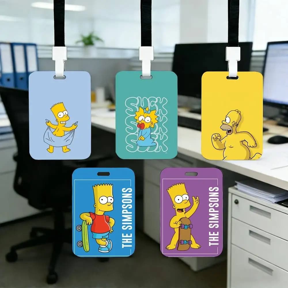 Divertenti Porta Badge a Forma di Cartone Animato I Simpson con Clip e Porta Tessere Identificative, Idea Regalo