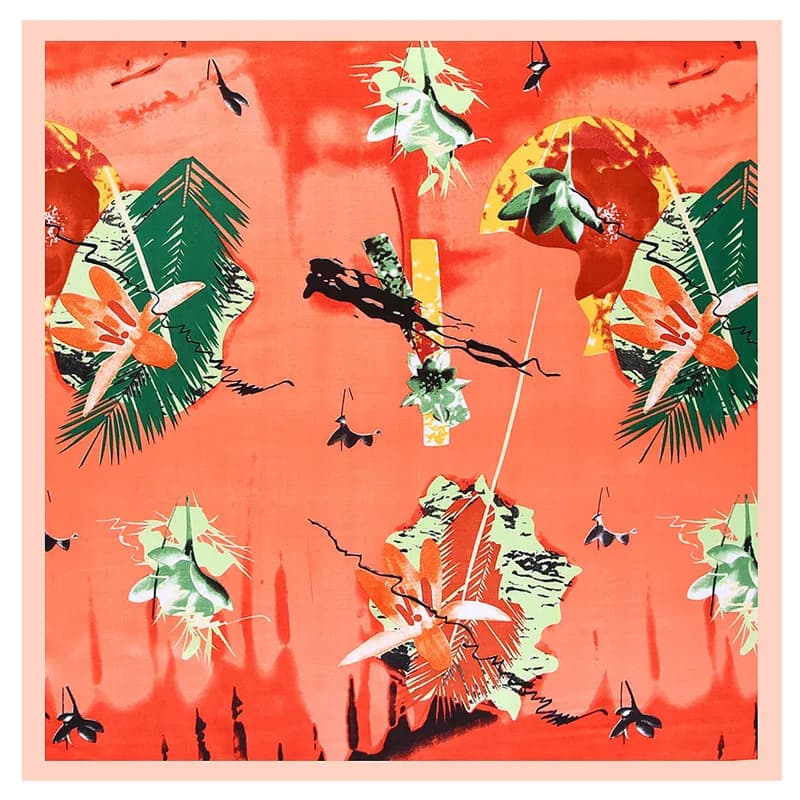 Hand-painted square scarf with spray ink from 60cm silk scarf bandana brand women scarf with fashionable professional neck handkerchief print