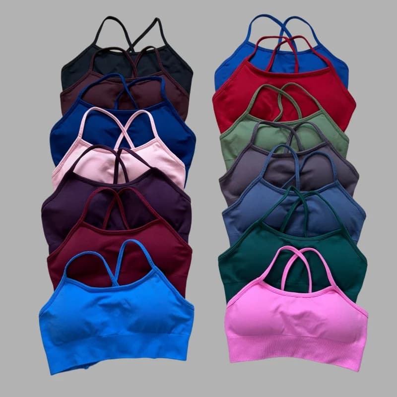 Top da donna Sexy Impact DF con spalline incrociate sul retro, canotta, reggiseno sportivo push-up per corsa, reggiseno traspirante e morbido per fitness e yoga
