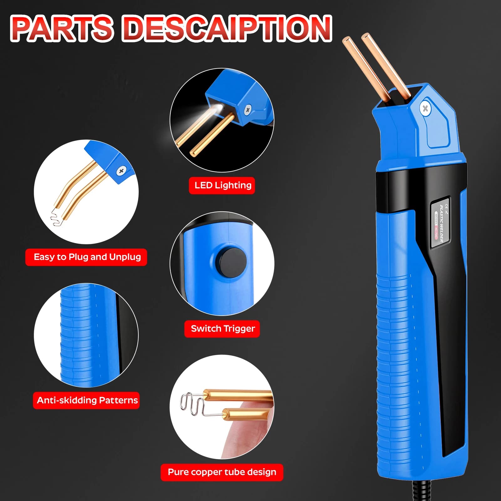 Saldatrice portatile per plastica, graffettatrice a caldo, kit di riparazione paraurti 200/400 pezzi, saldatore per paraurti auto