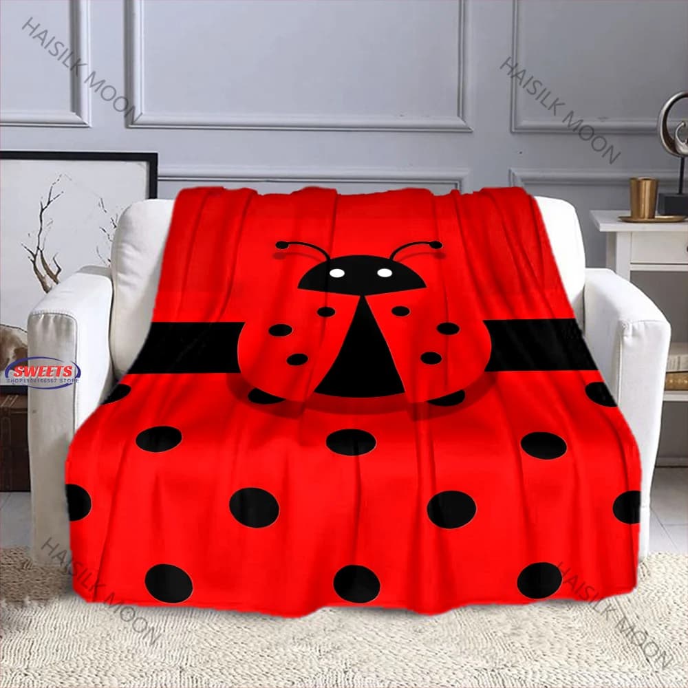 Coperte Leggere con Motivo Coccinella a Sette Punti, Regali per Donne, Decorazione per la Stanza, 6 Opzioni di Misura, Top 10 Regali per le Feste
