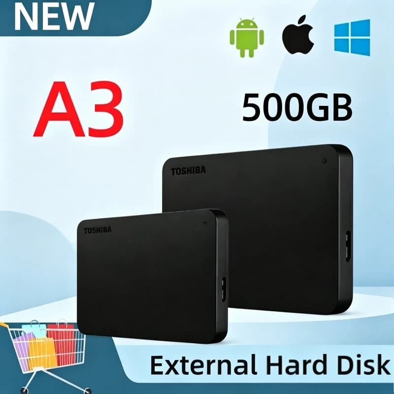 2026 NEW For Toshiba Canvio Basics A3 Portable HDD USB3.0 Black High Speed External Hard Disk 500GB 1TB