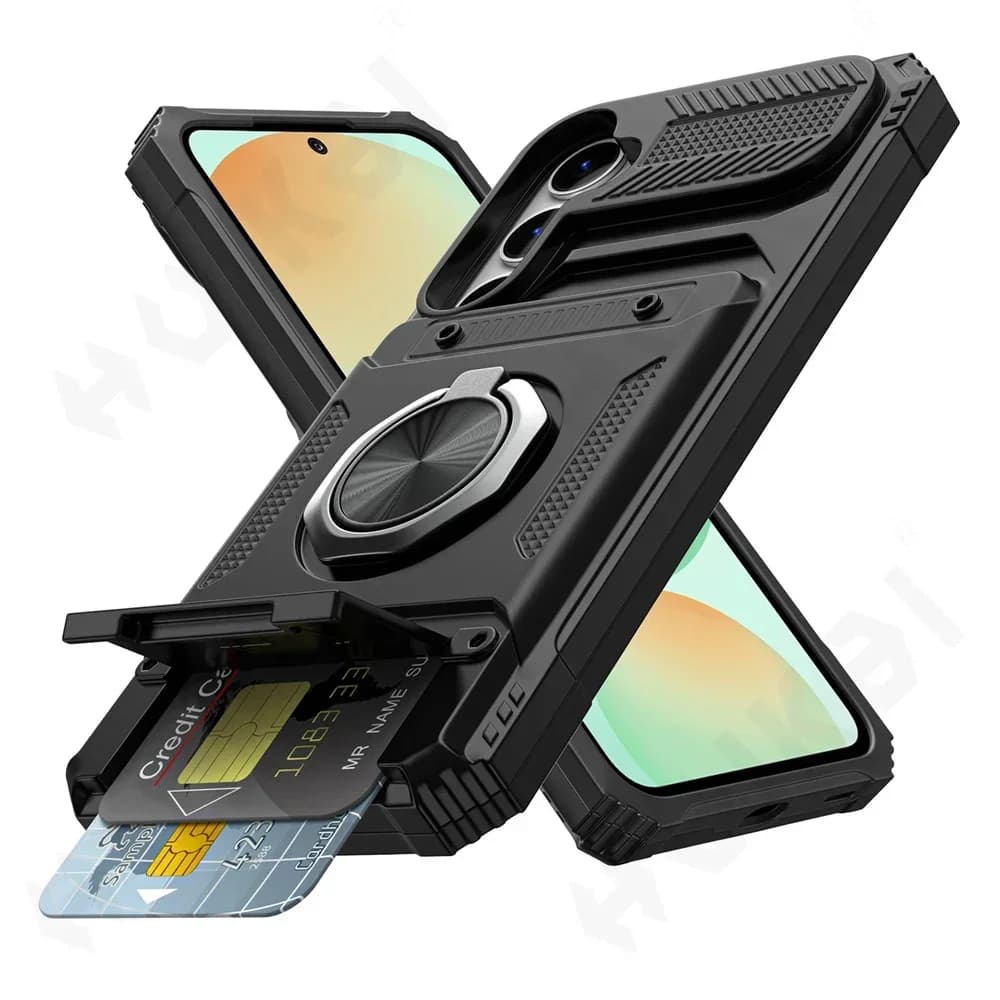 Custodia per Samsung Galaxy S25 S24 S23 Ultra Plus FE A55 A35 5G Anello ruotato magnetico Cavalletto Protezione anticaduta pesante Copertura a portafoglio