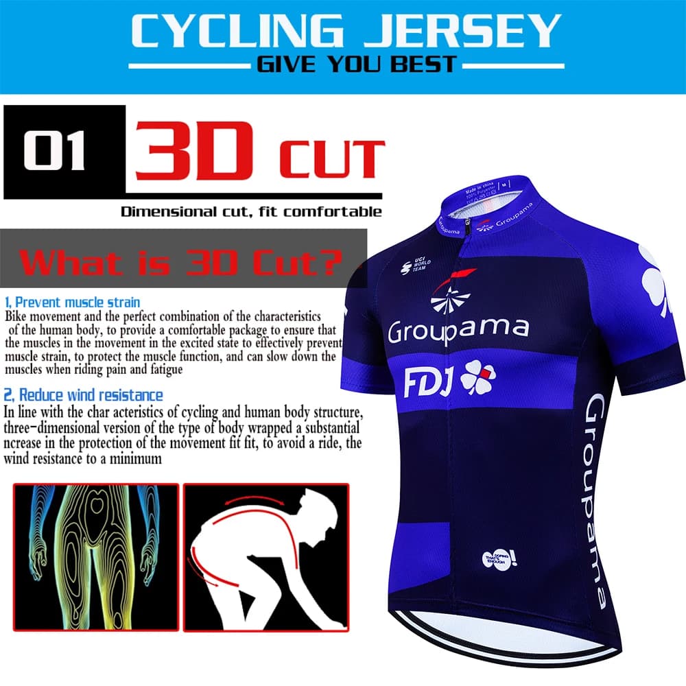 Set Abbigliamento Ciclismo Uomo FDJ MTB - Completo Bici da Uomo: Giacca e Salopette Estiva per Mountain Bike