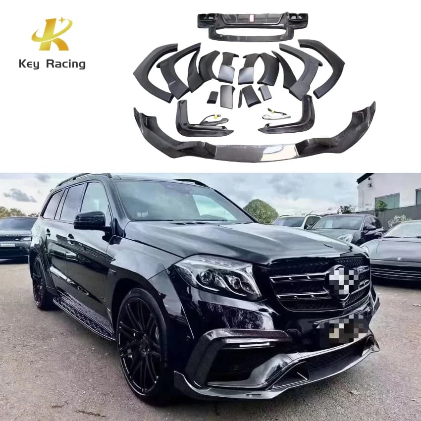 GLS63 W166 Mezza Fibra di Carbonio BS Stile Body Kit Labbro Anteriore Ruota Sopracciglio Diffusore Posteriore Spoiler Per Mercedes-Benz GLS63 W166 X166