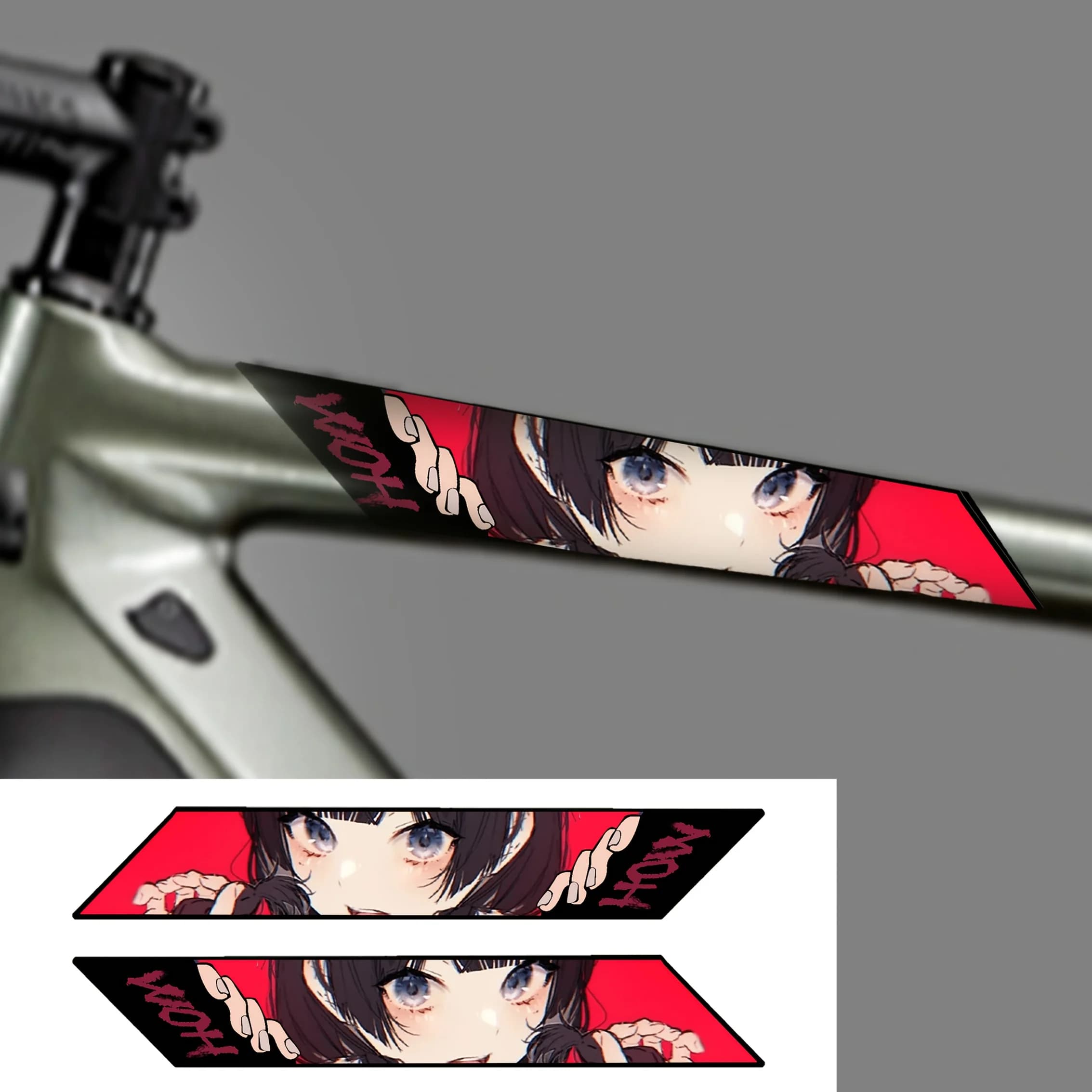 2D wall decals plates for motorcycle and helmet, decals waterproof anime style JDM for horizontal tube road bike and bicycle modification