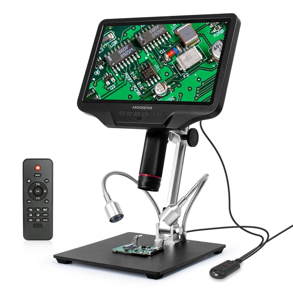 Andonstar AD409 Microscopio digitale HDMI Microscopio per saldatura con schermo LCD da 10,1 pollici Microscopio elettronico USB 300X per saldatura PCB