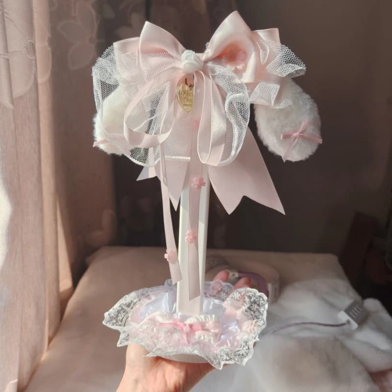 Supporto per Cuffie a Forma di Fiocco Rosa, Carino Porta Auricolari da Scrivania, Espositore per Cuffie da Gaming, Accessori Personalizzabili, Regalo Fai-da-Te