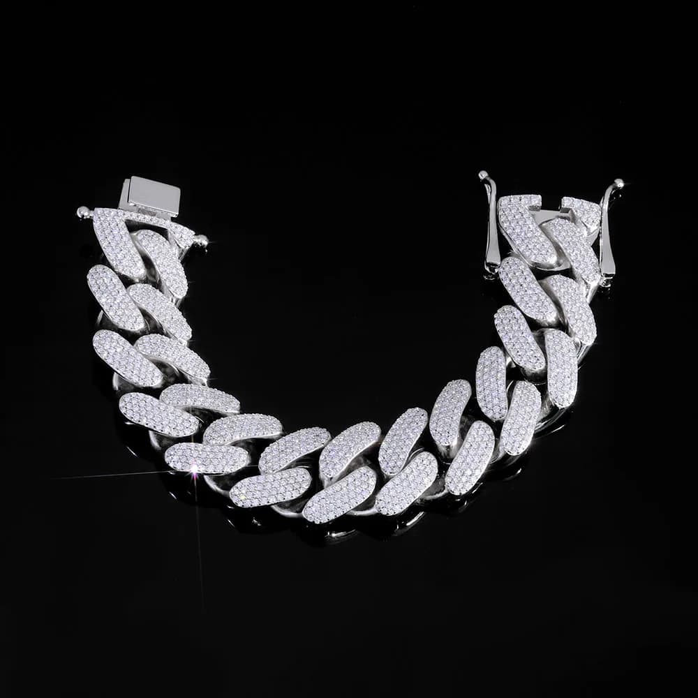 ESKEEM 22mm 4 Rows Cubic Zirconia Cuban Link Chain Big Heavy Iced Out Necklace Bracelet Mens Hip Hop Jewelry
