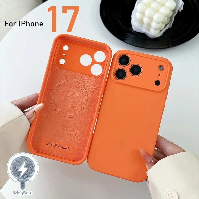 Solid Color official silicone phone case for Magsafe IPhone 17 Pro Max Air Back cover for bumpers with magnetic wireless charging