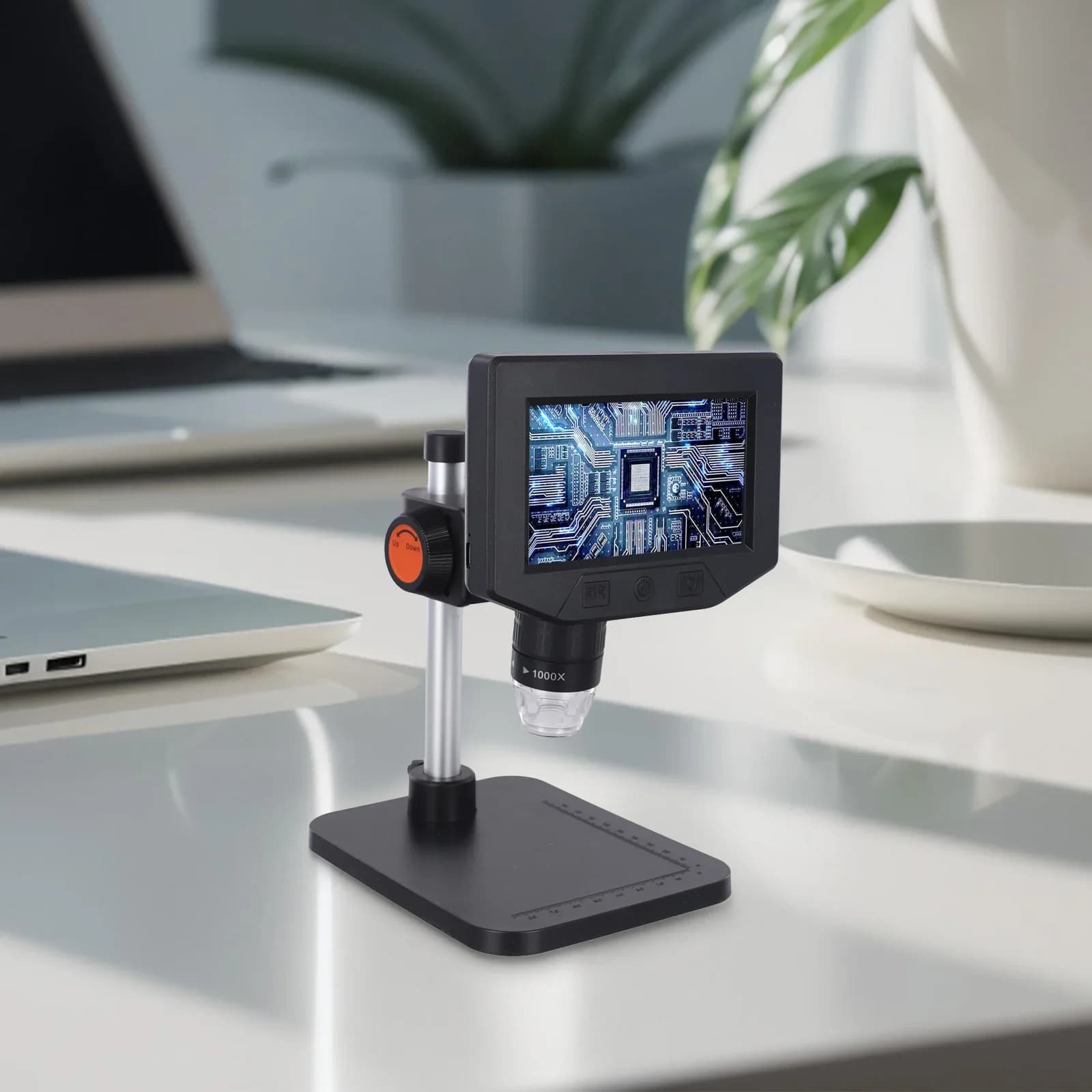 Microscopio digitale USB 1000X con display LCD 4 3 e 8 luci LED regolabili per l'osservazione dettagliata di insetti, gemme e piante