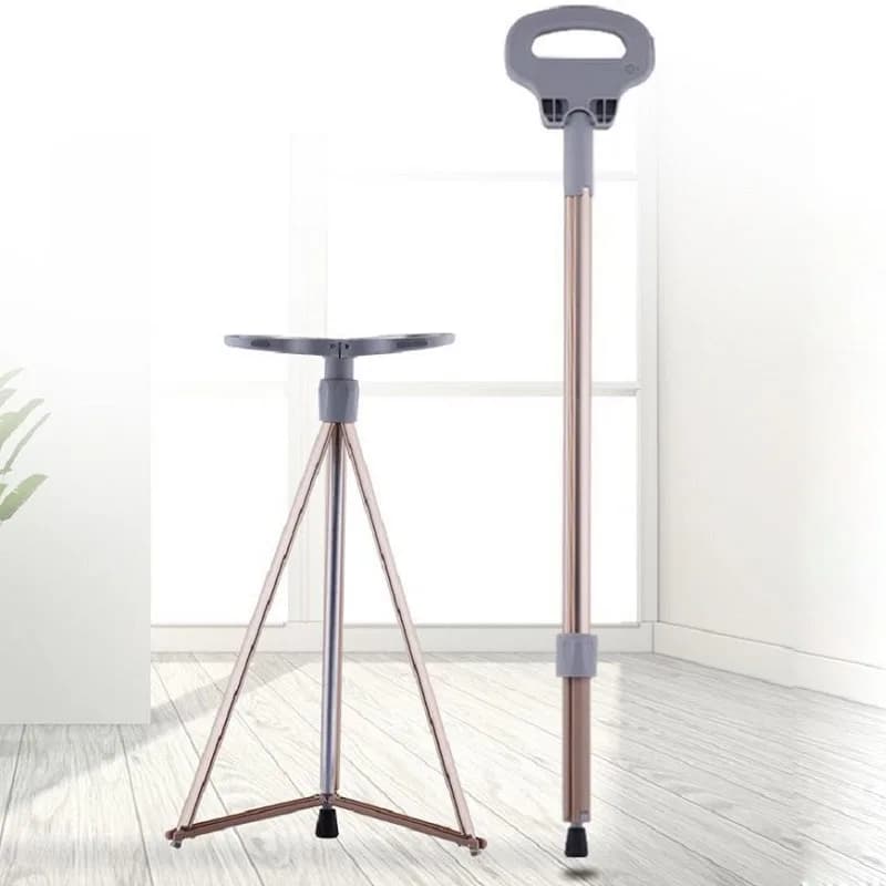Foldable Chair with Trekking Stick, Hiking Stick 2 in 1 Portable with Seats, Light Aluminum for Fishing and Open Camping