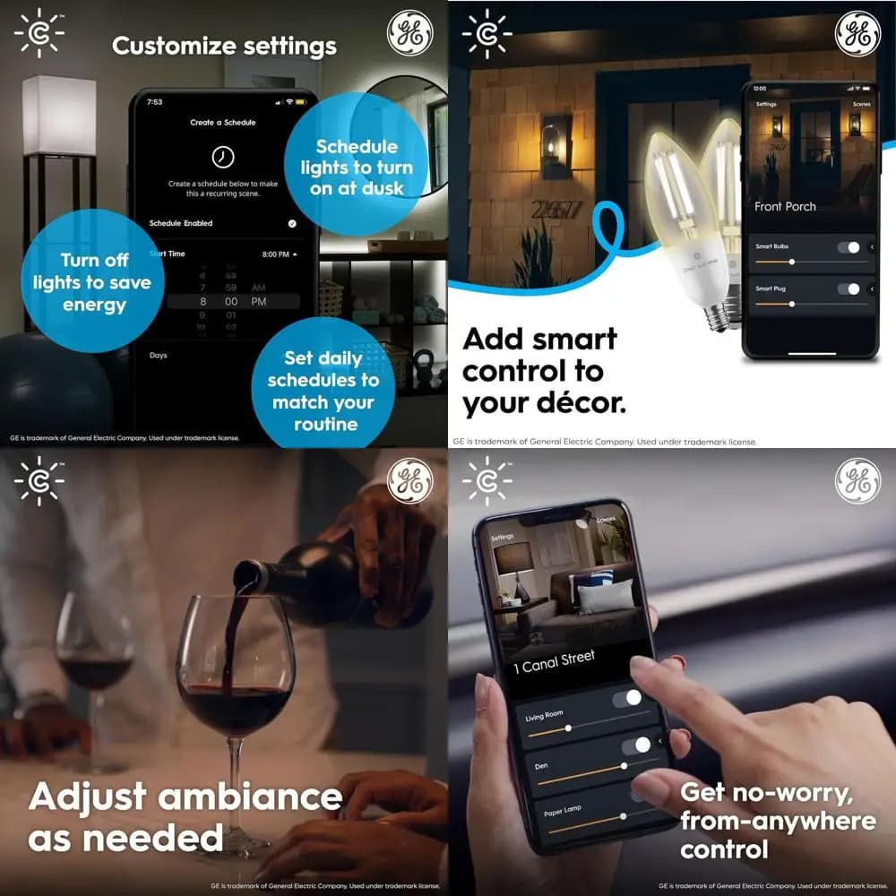 Lampadina a candela a LED con funzionalità Wi-Fi, bianco caldo, 60 W, attacco piccolo, compatibile con Alexa e Google Home, confezione da 4