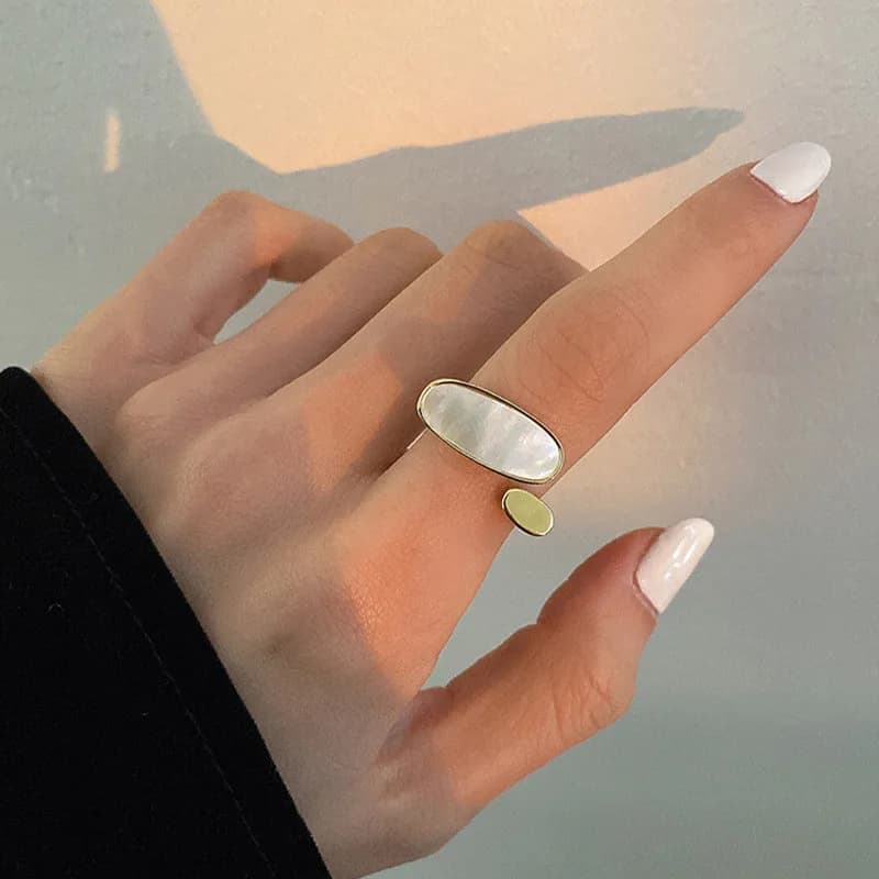 Anelli irregolari di conchiglia carina di moda per le donne Ragazze eleganti temperamentali color oro zircone anello aperto regolabile gioielli 2024