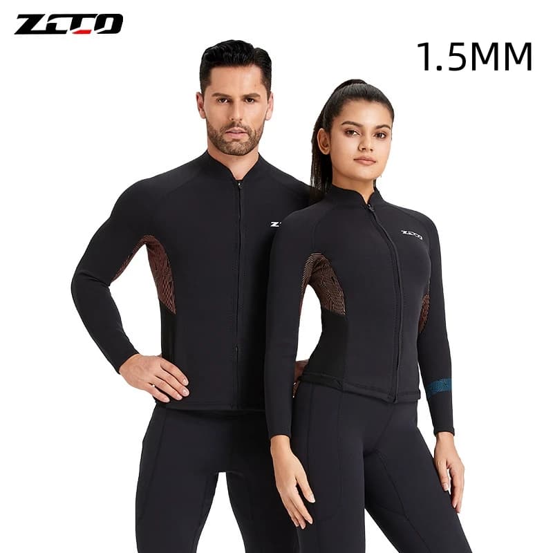 Men Woman in Neoprene with Zip Front for Diving, Underwater Fishing, Snorkeling and Underwater Hunt - Jacket and Thermal Pants
