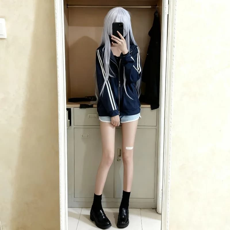 Costume Cosplay Anime Yoisaki Kanade, Felpa con Cappuccio, Giacca con Colletto Alto, Pantaloncini, Parrucca, Completo per Donne, Outfit per Feste di Halloween e Uso Quotidiano
