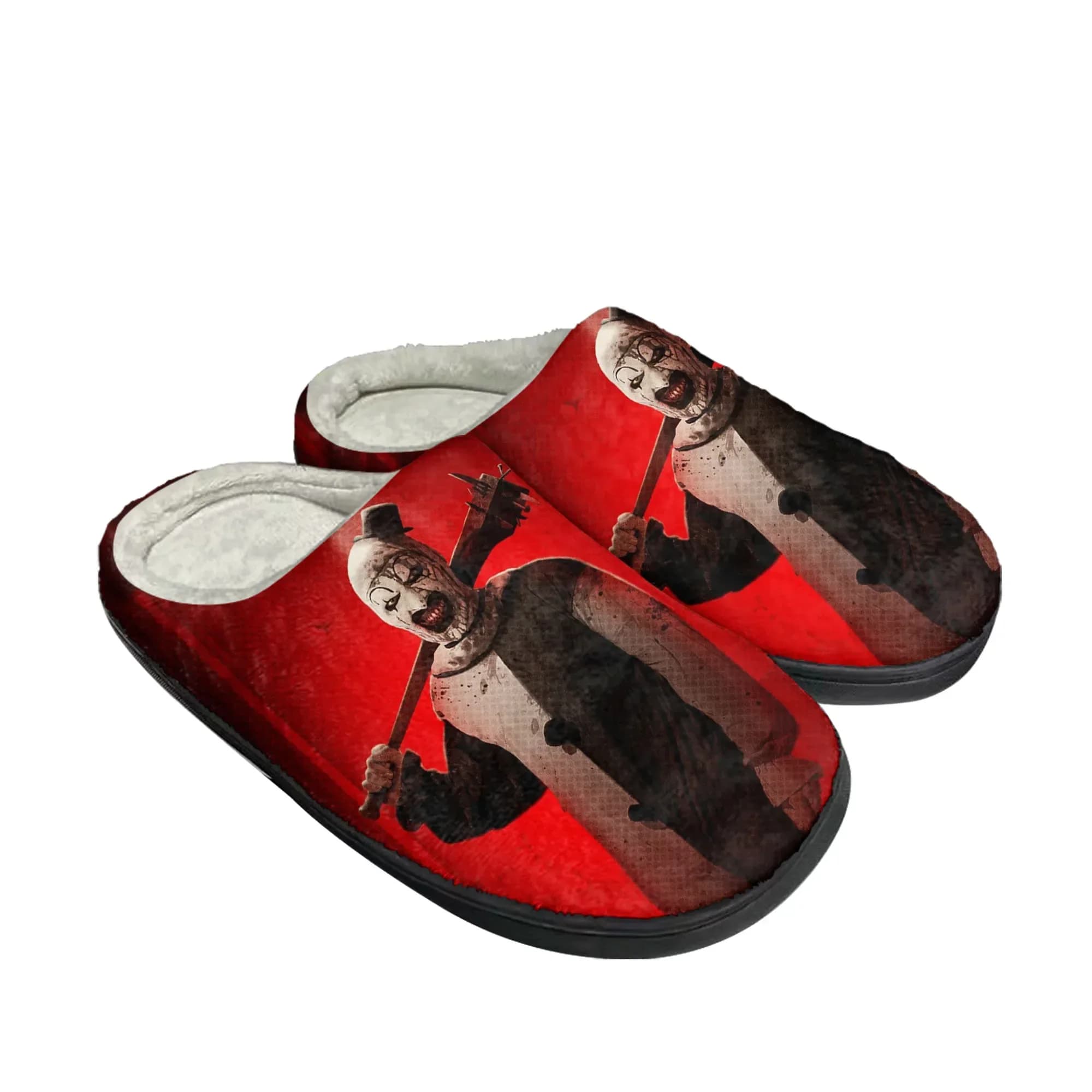 Pantofole in cotone da casa Terrifier Clown Halloween, da uomo e da donna, in peluche, per camera da letto, casual, calde, termiche, personalizzabili