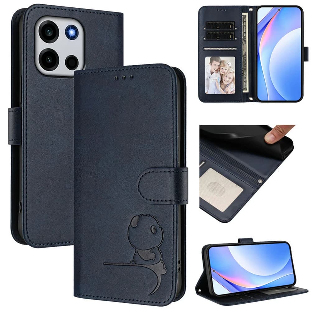 Custodia a libro per OnePlus Nord 6 5G 2026 in pelle goffrata con motivo Panda, portafoglio RFID, cover di lusso per OnePlus Nord 5, custodia per OnePlus Nord 6