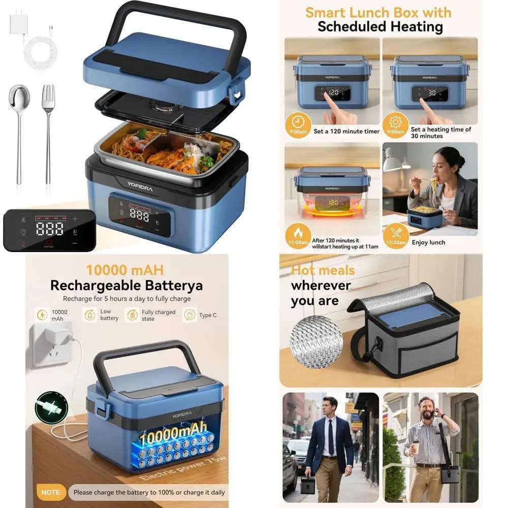 Scaldavivande Elettrico Portatile da 6,3 Tazze con Batteria, Timer e Controllo della Temperatura per Adulti - Ideale per l'Ufficio