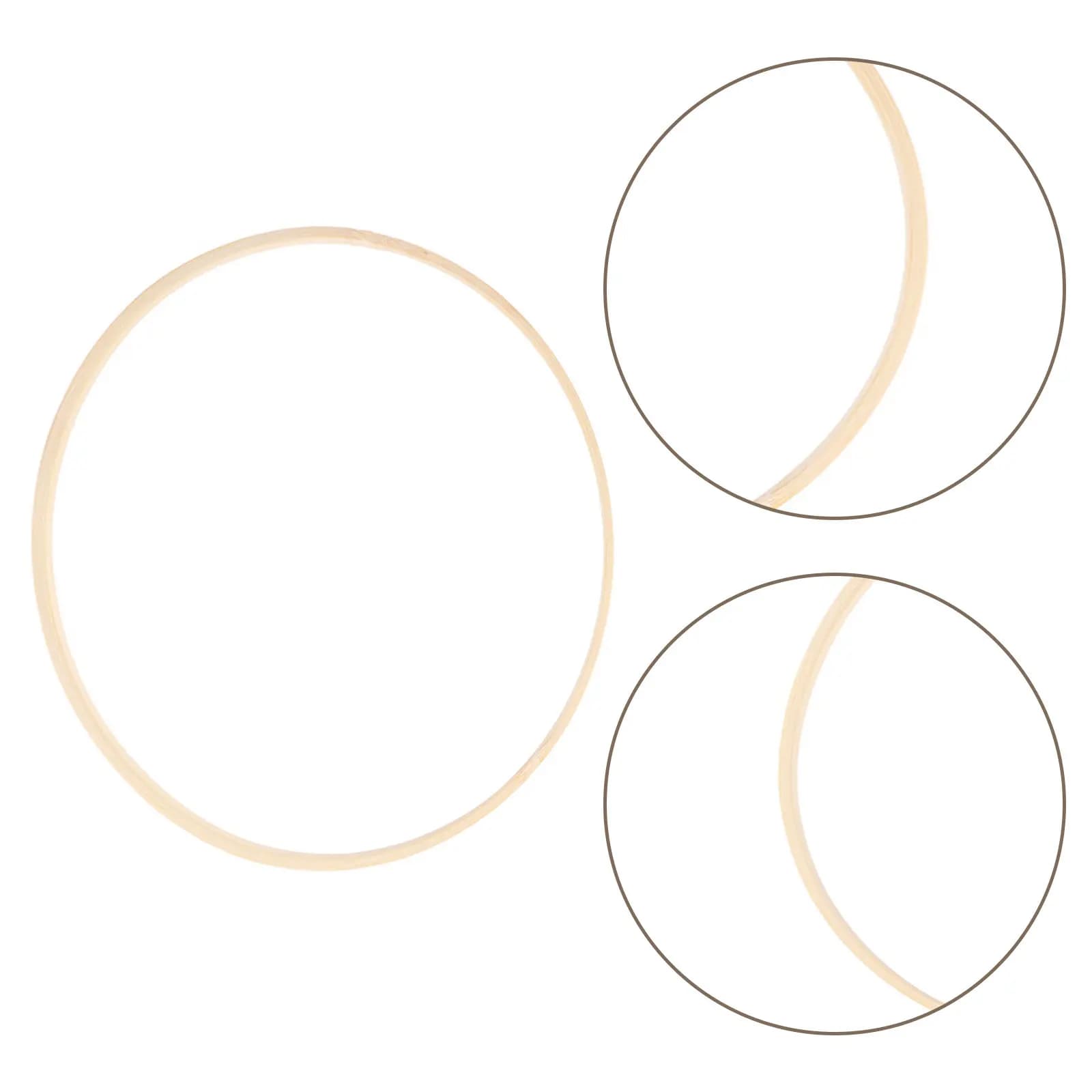Bamboo Round Fan Frame DIY Wooden Macrame Ring Dream Catcher Circle for Holiday Decoration Party Room Craft Bamboo
