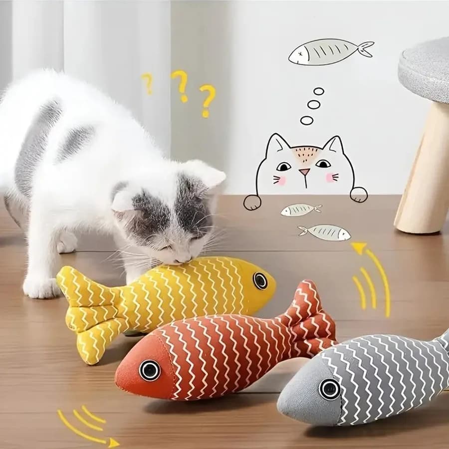 1pc canvas mint fish pet cat durable toy simulation fish pet toy